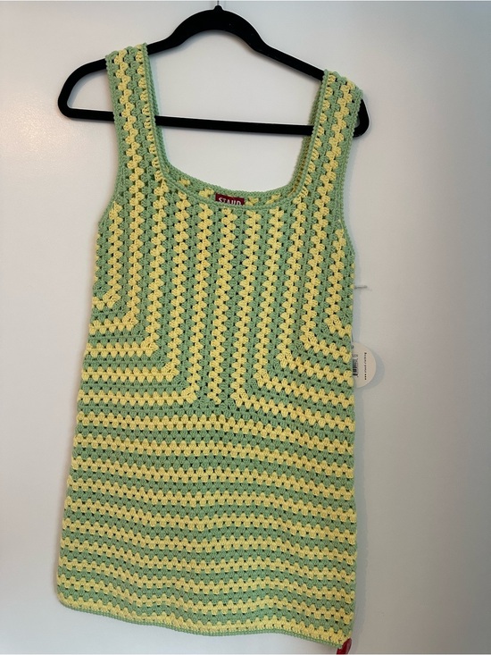 STAUD Dresses & Skirts - STAUD Mint Green and Pale Yellow Crochet Tank